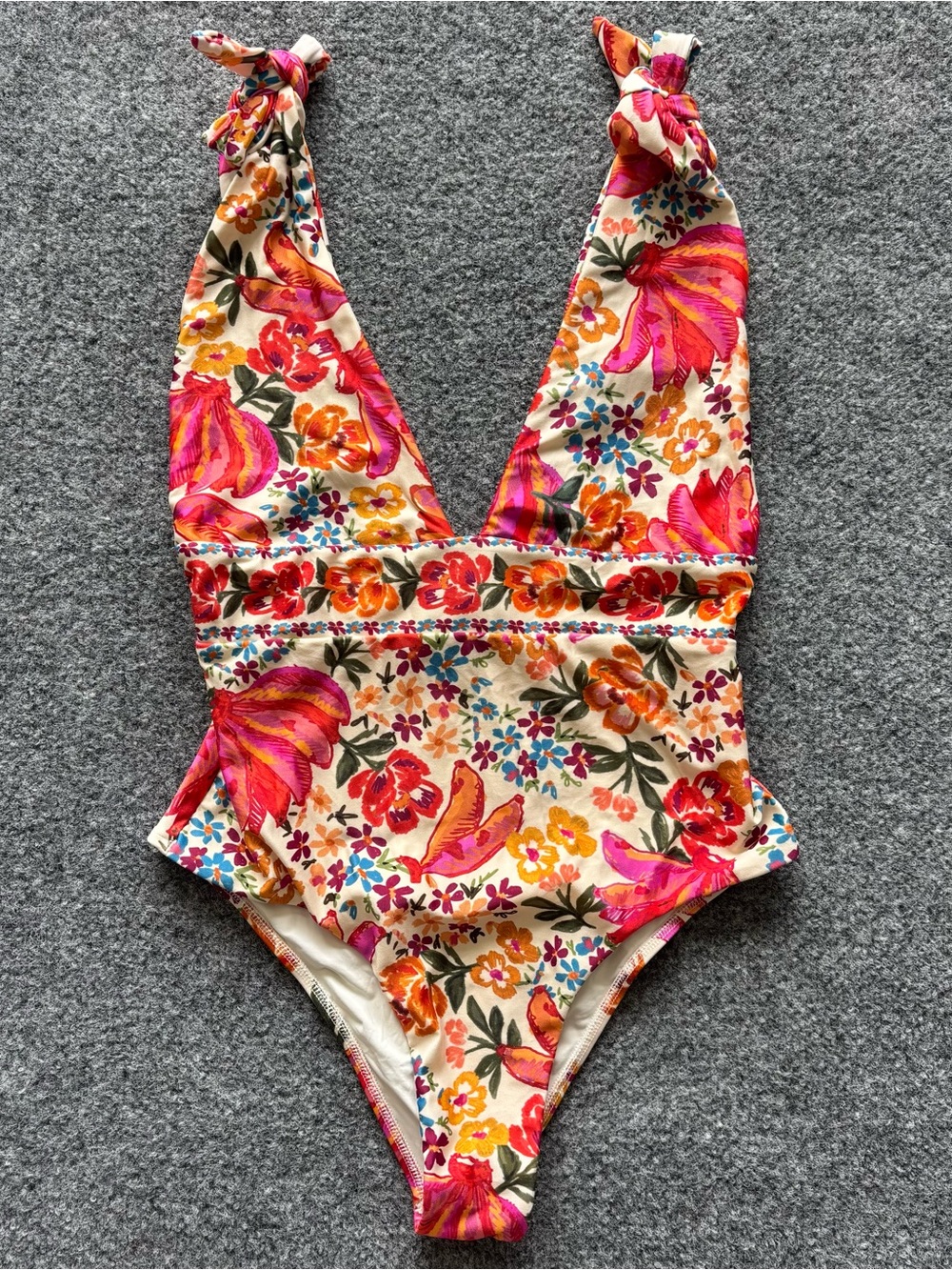 Farm Rio Spring Bananas Floral One-Piece Swimwear - Size Small (VGUC)